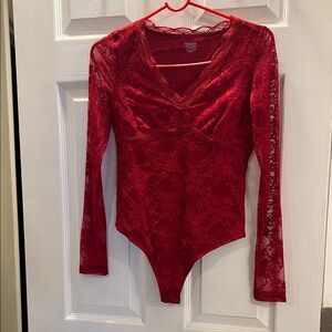 Deep Red Lace Bodysuit NWOT